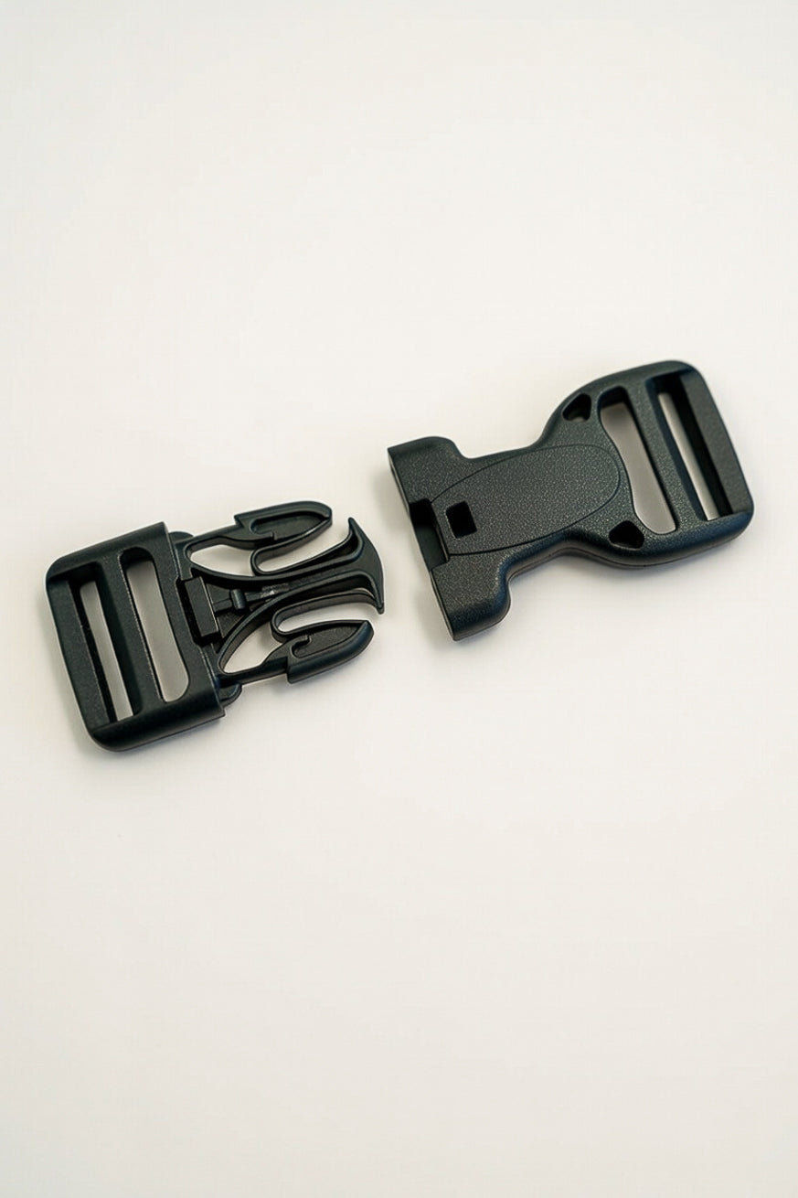 Schnalle mit Sicherheitsknopf 25mm schwarz